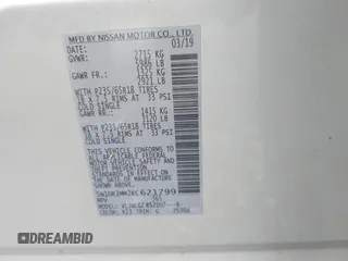 2019 Nissan Pathfinder SV with VIN 5N1DR2MM2KC621799, listed as a IAAI auction lot 42485711 with 63,973 mi miles and . Bid and sale history available at DreamBid. Image 9.