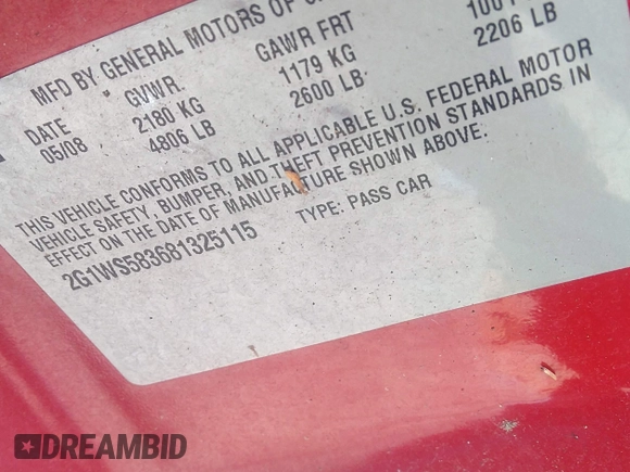 2008 Chevrolet Impala with VIN 2G1WS583681325115, listed as a IAAI auction lot 42037087 with 149,791 mi miles and . Bid and sale history available at DreamBid. Image 9.