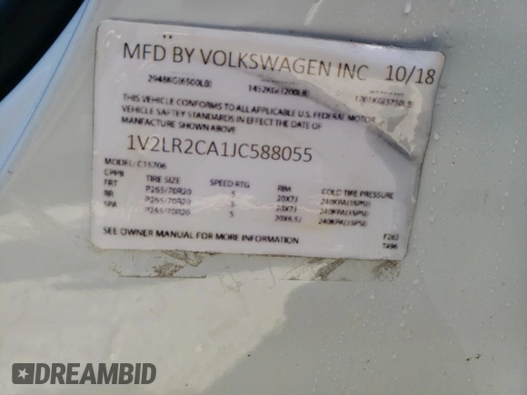 2021 Volkswagen Atlas SEL Premium with VIN 1V2TR2CA6MC509354, listed as a Copart auction lot 66597604 with 101,866 mi miles and Salvage title. Bid and sale history available at DreamBid. Image 13.