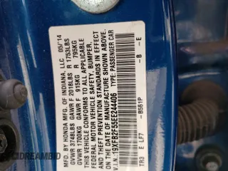 2014 Honda Civic LX with VIN 19XFB2F55EE244406, listed as a Copart auction lot 54234285 with 158,992 mi miles and Salvage Title. Bid and sale history available at carsss.com. Image 12.