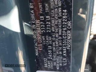 2023 Kia Stinger GT2 with VIN KNAE55LC3P6122804, listed as a Copart auction lot 48933335 with 17,495 mi miles and Salvage Title. Bid and sale history available at DreamBid. Image 12.