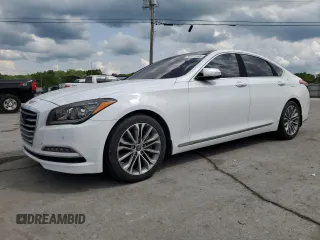 2017 Genesis G80 3.8L z VIN KMHGN4JE3HU172234, wystawiony jako Copart lot #54391155 z przebiegiem 101 488 mil mil oraz Szkody całkowita. Historia ofert i sprzedaży dostępna na DreamBid. Obrazek 1.