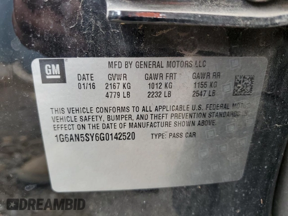 2016 Cadillac ATS-V z VIN 1G6AN5SY6G0142520, wystawiony jako Copart lot #55777205 z przebiegiem 81 157 mil mil oraz Szkoda całkowita • Salvage title. Historia ofert i sprzedaży dostępna na DreamBid. Obrazek 13.