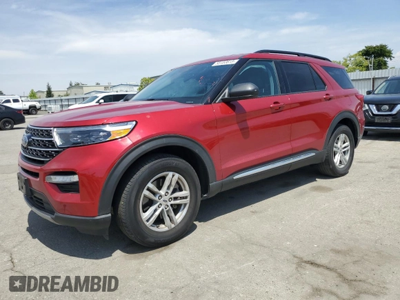 2021 Ford Explorer XLT with VIN 1FMSK7DH3MGC17143, listed as a Copart auction lot 55153615 with 27,354 mi miles and Salvage Title. Bid and sale history available at carsss.com. Image 1.