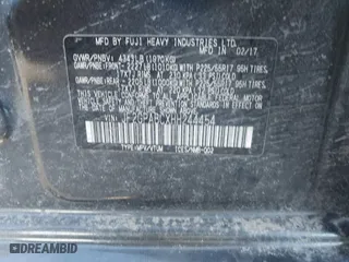 2017 Subaru Crosstrek Premium with VIN JF2GPABCXHH244454, listed as a IAAI auction lot 41756899 with 82,002 mi miles. Bid and sale history available at carsss.com. Image 9.