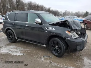 2017 Nissan Armada Platinum with VIN JN8AY2NE4H9704307, listed as a Copart auction lot 85791644 with 79,712 mi miles and Salvage Title. Bid and sale history available at carsss.com. Image 4.