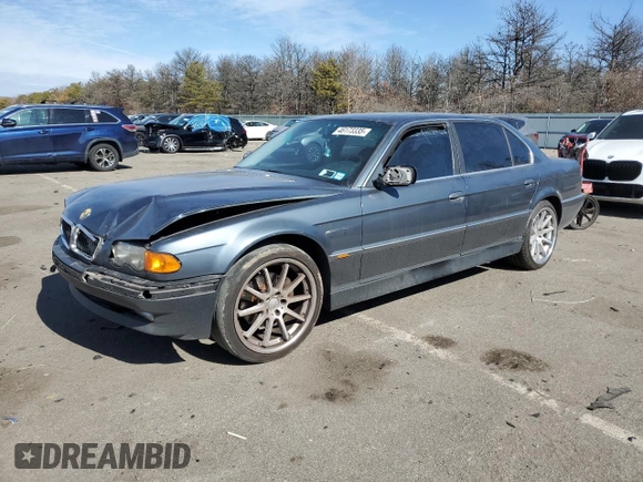 1999 BMW 7 Series 740il with VIN WBAGH8336XDP01928, listed as a Copart auction lot 46173335 with 186,943 mi miles and Salvage Title. Bid and sale history available at carsss.com. Image 1.