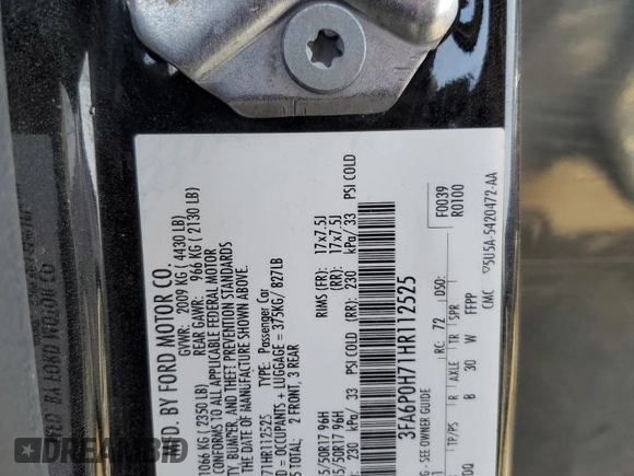 2017 Ford Fusion SE with VIN 3FA6P0H71HR112525, listed as a Copart auction lot 48209925 with 146,028 mi miles and Salvage Title. Bid and sale history available at carsss.com. Image 12.