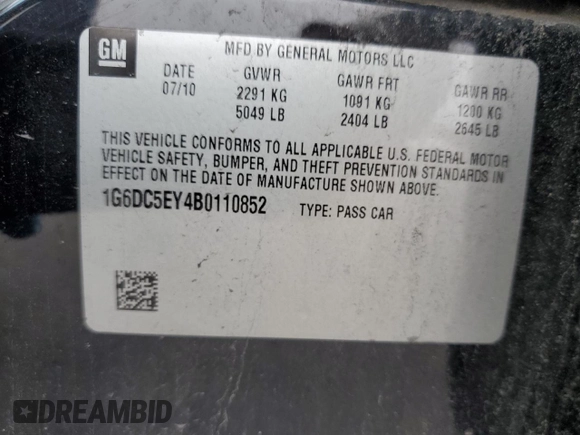 2011 Cadillac CTS with VIN 1G6DC5EY4B0110852, listed as a Copart auction lot 37669394 with 157,152 mi miles and Non Repairable. Bid and sale history available at DreamBid. Image 14.