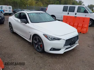 2018 Infiniti Q60 RED SPORT 400 with VIN JN1FV7EL9JM631320, listed as a IAAI auction lot 40421409 with 76,629 mi miles. Bid and sale history available at carsss.com. Image 1.
