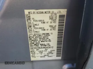 2004 Nissan Quest SL with VIN 5N1BV28U54N342612, listed as a Copart auction lot 44325335 with 0 mi miles and Salvage Title. Bid and sale history available at carsss.com. Image 13.