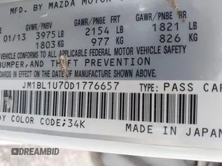2013 Mazda Mazda3 i Sport with VIN JM1BL1U70D1776657, listed as a IAAI auction lot 42131274 with 133,362 mi miles. Bid and sale history available at carsss.com. Image 9.