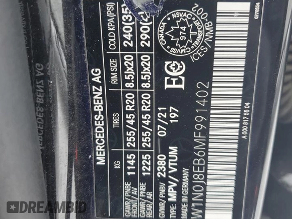 2021 Mercedes-Benz GLC with VIN W1N0J8EB6MF991402, listed as a Copart auction lot 85602014 with 132,117 mi miles and Salvage Title. Bid and sale history available at carsss.com. Image 14.