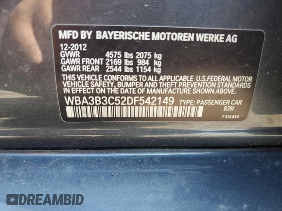 2013 BMW 3 Series 328i xDrive с VIN WBA3B3C52DF542149, выставлен на аукционе Copart как лот 60436945 с пробегом 151 798 миль миль и Списание • Salvage title. История ставок и продаж доступна на DreamBid. Изображение 12.