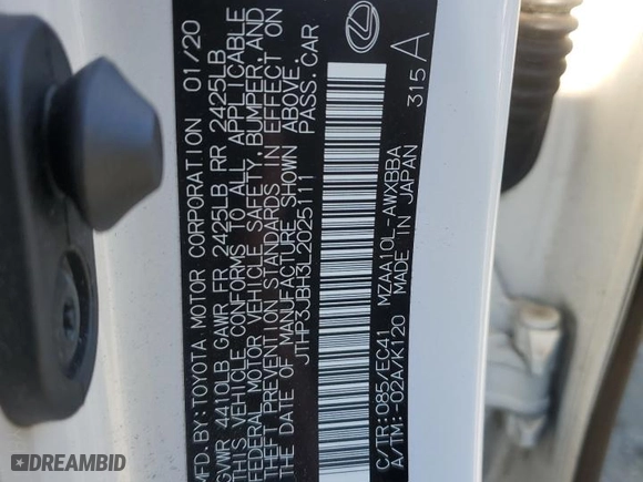 2020 Lexus UX with VIN JTHP3JBH3L2025111, listed as a Copart auction lot 89348125 with 58,406 mi miles and Salvage Title. Bid and sale history available at carsss.com. Image 14.