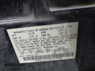 2008 Nissan Altima 2.5 SL with VIN 1N4AL21E28N512672, listed as a IAAI auction lot 41605976 with 142,223 mi miles. Bid and sale history available at carsss.com. Image 9.