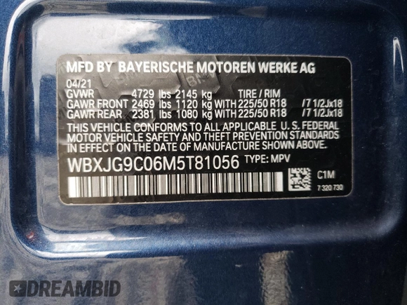 2021 BMW X1 xDrive28i z VIN WBXJG9C06M5T81056, wystawiony jako Copart lot #48388235 z przebiegiem 64 863 mil mil oraz Szkoda całkowita • Salvage title. Historia ofert i sprzedaży dostępna na DreamBid. Obrazek 13.