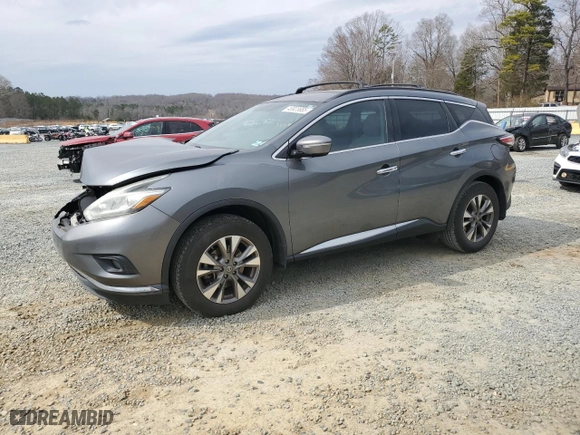 2015 Nissan Murano Platinum with VIN 5N1AZ2MG8FN280481, listed as a Copart auction lot 46923685 with 107,022 mi miles and Salvage Title. Bid and sale history available at carsss.com. Image 1.