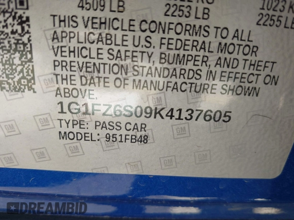 2019 Chevrolet Bolt EV Premier with VIN 1G1FZ6S09K4137605, listed as a IAAI auction lot 42258493 with 45,779 mi miles and . Bid and sale history available at DreamBid. Image 9.