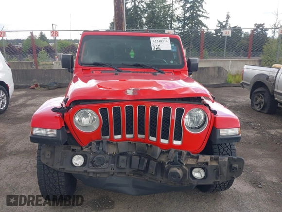 2018 Jeep Wrangler Unlimited Sahara with VIN 1C4HJXEG1JW310817, listed as a IAAI auction lot 42248374 with 64,516 mi miles and . Bid and sale history available at DreamBid. Image 13.