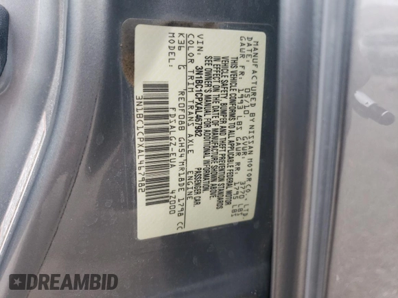 2010 Nissan Versa S z VIN 3N1BC1CPXAL467982, wystawiony jako Copart lot #58525655 z przebiegiem 139 088 mil mil oraz Szkoda całkowita • Salvage title. Historia ofert i sprzedaży dostępna na DreamBid. Obrazek 12.