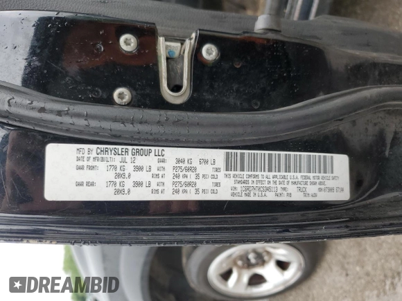 2012 Ram 1500 Sport z VIN 1C6RD7HT0CS345113, wystawiony jako Copart lot #56533355 z przebiegiem 146 767 mil mil oraz Szkoda całkowita • Salvage title. Historia ofert i sprzedaży dostępna na DreamBid. Obrazek 13.