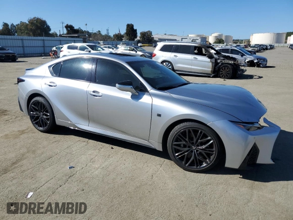 2023 Lexus IS with VIN JTHAP1D21P5002157, listed as a Copart auction lot 46986455 with 19,403 mi miles and Clean Title. Bid and sale history available at carsss.com. Image 4.