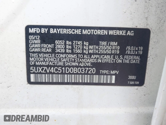 2013 BMW X5 xDrive35i z VIN 5UXZV4C51D0B03720, wystawiony jako IAAI lot #42284686 z przebiegiem 181 322 mil mil oraz . Historia ofert i sprzedaży dostępna na DreamBid. Obrazek 9.