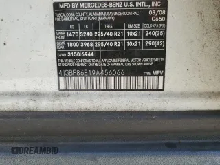 2009 Mercedes-Benz GL-Class 5.5L with VIN 4JGBF86E19A456066, listed as a Copart auction lot 69309114 with 145,319 mi miles and Salvage Title. Bid and sale history available at carsss.com. Image 13.