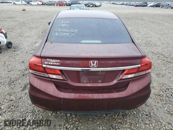 2015 Honda Civic LX with VIN 19XFB2F54FE017757, listed as a Copart auction lot 85159674 with 144,895 mi miles and Salvage Title. Bid and sale history available at carsss.com. Image 6.