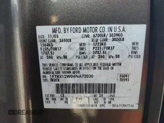 2004 Ford F-150 STX with VIN 1FTRX12W04NA72030, listed as a Copart auction lot 57437905 with 145,177 mi miles and Salvage title. Bid and sale history available at DreamBid. Image 12.