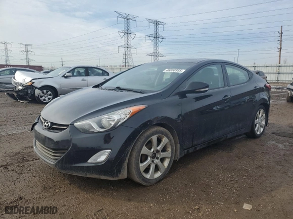 2012 Hyundai Elantra Limited with VIN 5NPDH4AE3CH144290, listed as a Copart auction lot 46850955 with 151,302 mi miles and Salvage Title. Bid and sale history available at carsss.com. Image 1.