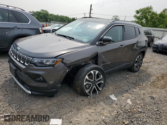 2022 Jeep Compass Limited with VIN 3C4NJDCB2NT130380, listed as a Copart auction lot 59363255 with 26,078 mi miles and Salvage title. Bid and sale history available at DreamBid. Image 1.