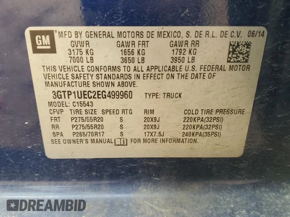 2014 GMC Sierra 1500 SLE z VIN 3GTP1UEC2EG499960, wystawiony jako Copart lot #54468425 z przebiegiem 144 905 mil mil oraz Szkoda całkowita • Salvage title. Historia ofert i sprzedaży dostępna na DreamBid. Obrazek 12.