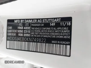2019 Mercedes-Benz CLA 250 с VIN WDDSJ4EB0KN749822, выставлен на аукционе IAAI как лот 42172662 с пробегом 74 783 миль миль и . История ставок и продаж доступна на DreamBid. Изображение 9.