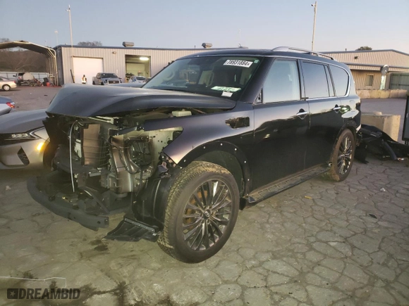 2023 Infiniti QX80 LUXE with VIN JN8AZ2AE2P9305607, listed as a Copart auction lot 78931884 with 8,997 mi miles and Salvage Title. Bid and sale history available at carsss.com. Image 1.