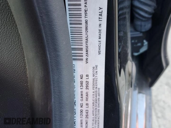 2018 Maserati Quattroporte S Q4 z VIN ZAM56YRA5J1286580, wystawiony jako Copart lot #71858884 z przebiegiem 27 339 mil mil oraz Szkoda całkowita • Salvage title. Historia ofert i sprzedaży dostępna na DreamBid. Obrazek 12.
