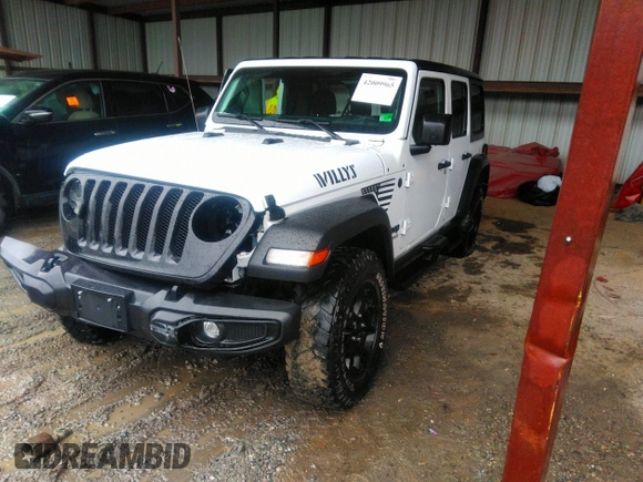 2021 Jeep Wrangler Unlimited Willys with VIN 1C4HJXDN6MW616741, listed as a IAAI auction lot 42009965 with 38,451 mi miles and . Bid and sale history available at DreamBid. Image 17.