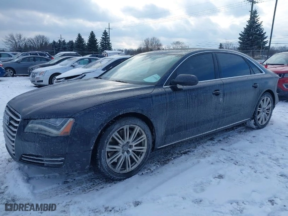 2014 Audi A8 L 4.0T with VIN WAUR2AFD6EN006040, listed as a IAAI auction lot 41408135 with 76,599 mi miles. Bid and sale history available at carsss.com. Image 2.
