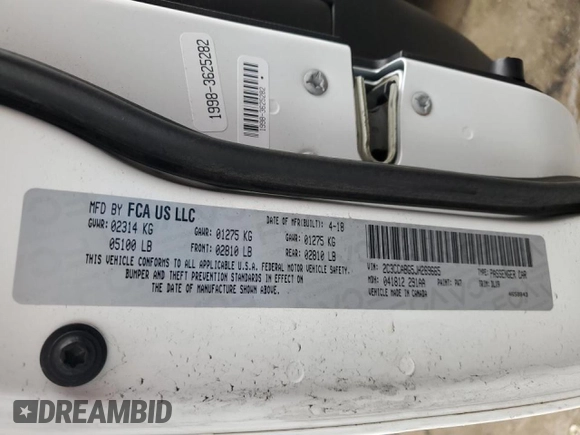 2018 Chrysler 300 S with VIN 2C3CCABG5JH269665, listed as a Copart auction lot 43393925 with 84,397 mi miles and Salvage Title. Bid and sale history available at DreamBid. Image 12.