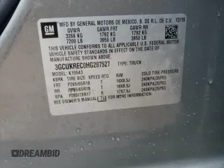 2017 Chevrolet Silverado 1500 LT with VIN 3GCUKREC0HG287527, listed as a Copart auction lot 84900274 with 121,617 mi miles and Salvage Title. Bid and sale history available at DreamBid. Image 12.