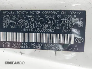 2013 Scion iQ with VIN JTNJJXB06DJ022801, listed as a IAAI auction lot 42152740 with Not provided miles and . Bid and sale history available at DreamBid. Image 9.
