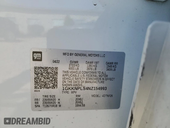 2022 GMC Acadia Denali with VIN 1GKKNPLS4NZ154993, listed as a Copart auction lot 70473834 with 45,157 mi miles and Non Repairable. Bid and sale history available at carsss.com. Image 14.