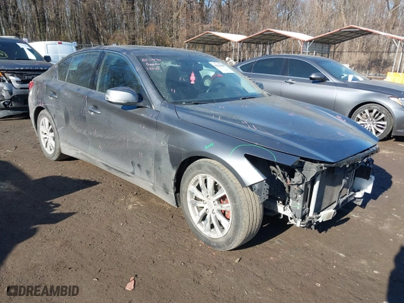2015 Infiniti Q50 Premium with VIN JN1BV7AP4FM334762, listed as a IAAI auction lot 41443049 with 99,519 mi miles. Bid and sale history available at carsss.com. Image 1.