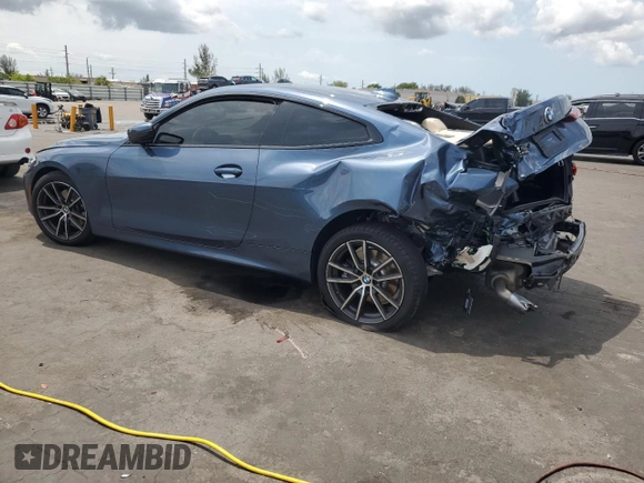 2021 BMW 4 Series 430i z VIN WBA53AP06MCF79573, wystawiony jako Copart lot #59136805 z przebiegiem 43 446 mil mil oraz Szkoda całkowita • Salvage title. Historia ofert i sprzedaży dostępna na DreamBid. Obrazek 2.