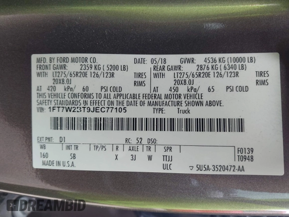 2018 Ford F-250 XL с VIN 1FT7W2BT9JEC77105, выставлен на аукционе IAAI как лот 42187476 с пробегом 211 051 миль миль и . История ставок и продаж доступна на DreamBid. Изображение 9.
