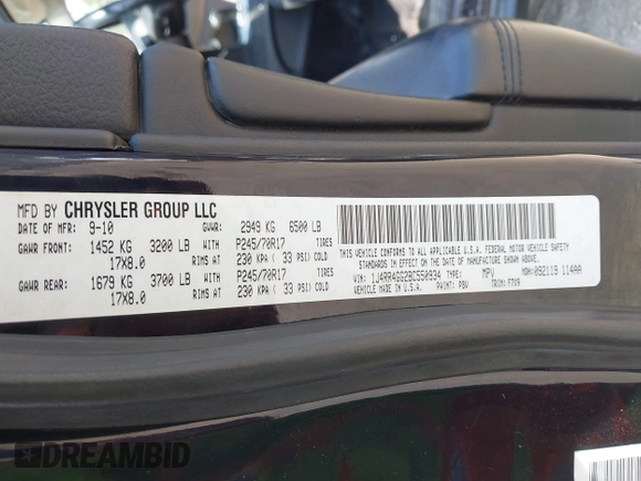 2011 Jeep Grand Cherokee Laredo with VIN 1J4RR4GG2BC550934, listed as a IAAI auction lot 42467947 with 198,904 mi miles and . Bid and sale history available at DreamBid. Image 9.