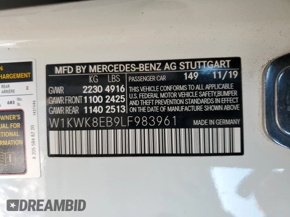 2020 Mercedes-Benz C 300 with VIN W1KWK8EB9LF983961, listed as a Copart auction lot 44420665 with 21,421 mi miles and Salvage Title. Bid and sale history available at DreamBid. Image 14.