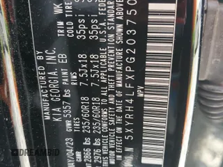 2023 Kia Sorento EX z VIN 5XYRH4LFXPG203750, wystawiony jako Copart lot #54191305 z przebiegiem 54 320 mil mil oraz Szkoda całkowita • Salvage title. Historia ofert i sprzedaży dostępna na DreamBid. Obrazek 13.