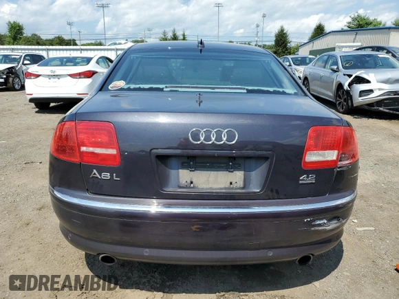 2005 Audi A8 with VIN WAUML44E75N002924, listed as a Copart auction lot 65384645 with Not provided miles and Salvage title. Bid and sale history available at DreamBid. Image 6.
